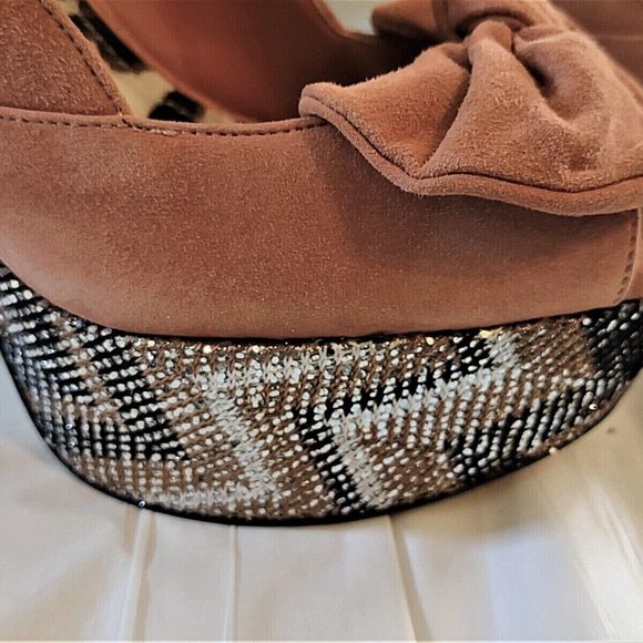 Jessica Simpson Devin 2 Sparkle Platform Stiletto Pink Blush Bow Suede Size 9 B - Picture 6 of 10
